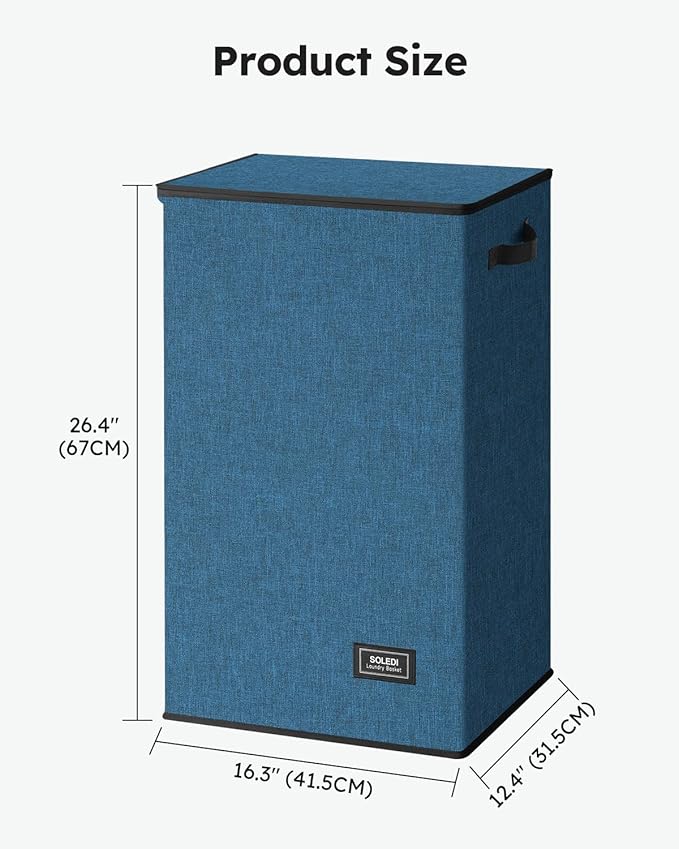 SOLEDI Laundry Hamper with Lid 90L Large & Tall Collapsible Laundry Basket, Clothes Hamper with Bag Removable Easy to Carry, 