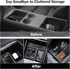 3 Piece Center Console Organizer Tray for Tesla Model 3 Highland 2024 2025 Model Y Juniper 2025 Armrest Storage Box Tesla Interior Accessories