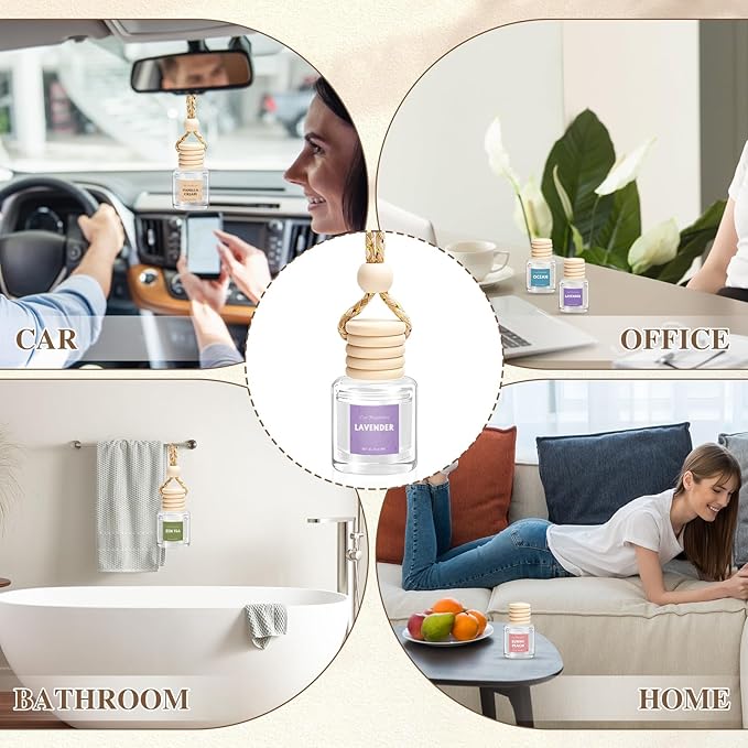 AROIC Car Air Freshener, 18 Pack Long Lasting Hanging Car Air Freshener Diffuser Set for Women & Men, 6 Scents Essential Oil 