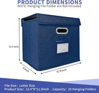 2 Pack Hanging File Folder Box with Lid, Durable Letter Size Filing Storage Box, Sturdy Magazine File Holder with Cardboard S