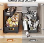 2 Pack 21IN-Depth Under Sink Organizer,Pull Out Cabinet Organizer With Smooth Cylindrical Rail,Metal Slide Out Drawer for Kit