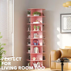 SpaceAid 8 Tier Rotating Shoe Rack Tower, Spinning Shoe Display Lazy Susan, Revolving 360 Shoe Rack Storage Round Carousel, V