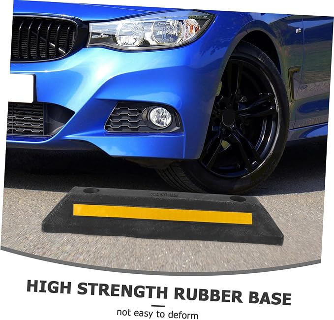 Parking Stopper for Garage Rubber Wheel Stopper Reflective Tape Easy Installation for Cars Rvs and Trailers Reliable Parking Aid for Home and Commercial Use