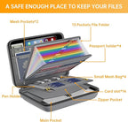 DocSafe Fireproof File Organizer with Lock, Hard-Shell Case Fireproof Document Box with 13 Pocket Accordion File Folder, Port