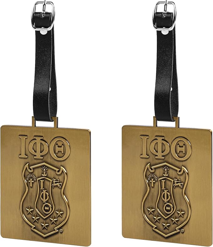 Iota Phi Theta Fraternity Paraphernalia - Official Vendor - Set of 2 Luggage Tags - Greek Letters and Shield
