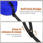 Ratchet Tie Down Straps, 2340lb Break Strength, 4pc 1inch x 16FT Ratchet Strap Set with Padded Handles & Coated S Hook W/Safety Clip, Cargo Strap Tie-Down for Motorcycle, Truck (Blue)