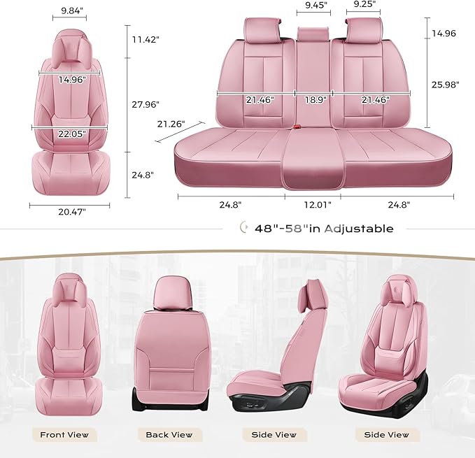 Coverado Seat Covers Full Set, 5 Seats Seat Covers for Cars, Waterproof Nappa Leather Car Seat Covers with Head Pillow, Seat 