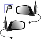 TRQ 2 Piece Driver and Passenger Side Mirror Assembly Set Electric Adjustment Heated Memory Black Compatible with 2005-2012 N