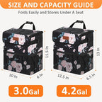 4.2 Gallons Car Trash Can with Lid, Bag Bin Hanging Waterproof Automotive Car Garbage Cans Leak Proof Vehicle Trash Can for Truck SUV,Black Floral