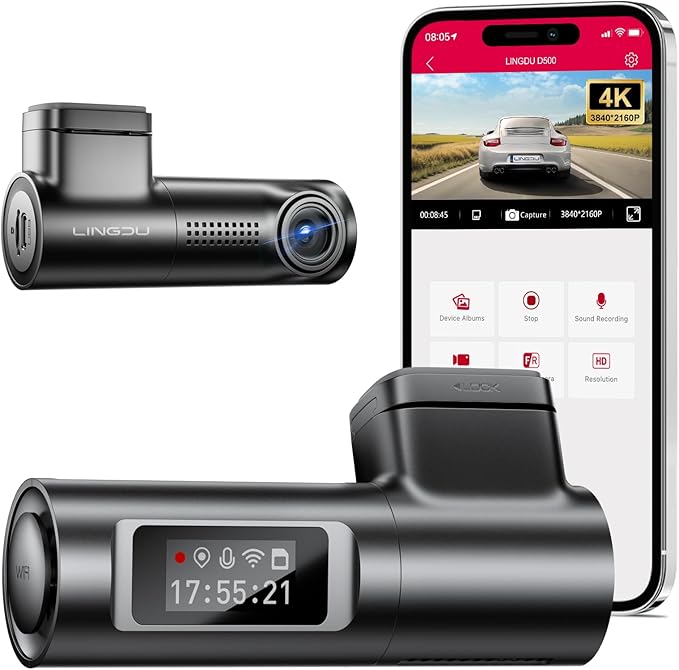 D500 Smart Dash Cam for Cars, 4K Front Dash Cam with WiFi&GPS, 0.96" LCD Display Car Camera, Night Vision, WDR, Parking Mode,