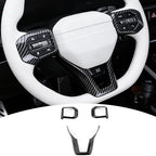 Steering Wheel Button Cover, for Kia K4 2024 2025 2026,Steering Wheel Button Panel Protection Frame Molding Trim - Carbon Fiber(for GT-Line,GT-Line Turbo Model)