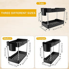 3 Pack Under Sink Organizers and Storage, 2 Tier Bathroom Cabinet Organizer Shelf with Hanging Cups for Kitchen & Bathroom (B