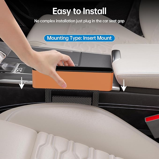 Car Seat Gap Filler Organizer with 69W Retractable Car Charger & Bluetooth Earpiece for Driving Calls, Car Accessories with Trucker Headset, Fits Sedans, SUVs, Pickup Trucks & Crossovers