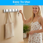2 Pack Wall Mounted Coat Rack, Foldable Floating Rack, Space Saving Hangers Hook Rail with 5 Retractable Hooks, Aluminum Mode