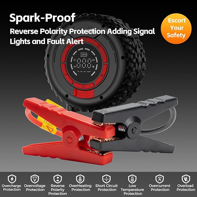 Jump Starter with Air Compressor, 5000A 150PSI Car Battery Jump Starter (All Gas/9.0L Diesel), 12V Jump Box Car Battery