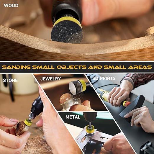 188 PCS 1 Inch Sanding Discs, GOH DODD Hook and Loop 60 to 10000 Grit Wet Dry Sandpaper Micro Sand Paper with 1/8" 1/4" Shank, Backing Pad, Polishing Pads, Foam Pads for Auto Metal Glass Resin Wood