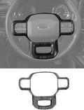Savadicar Black Wood Grain Interior Accessories - Steering Wheel Trim Cover for Ford F150 (2021-present) - Premium Texture Interior Decor Upgrade Option, 1 PC