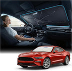 Windshield Sun Shade Umbrella for Mustang - [Vinyl Coating Heat Shield] Protect Car from Sun Rays & Heat Damage Keep Cool and Protect Interior, Spring Structure Edge
