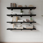Industrial Pipe Wall Wood Shelves,Real Wooden Shelves 48" Modern Floating Shevles for Wall Bookshelf Shelving Units for Rusti