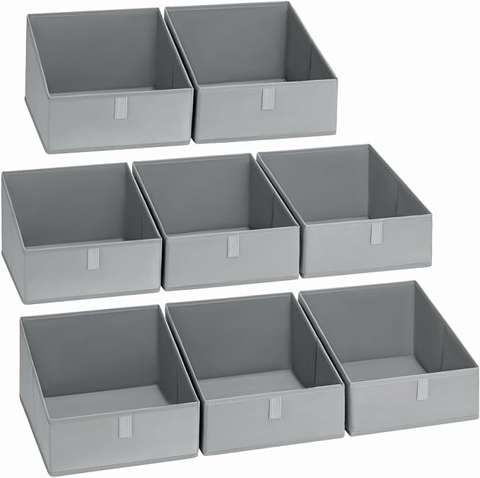 DIMJ Closet Storage Bins 8 Pack - Fabric Trapezoid Closet Organizer Bin, Foldable Storage Baskets for Shelves, Closet Shelf O