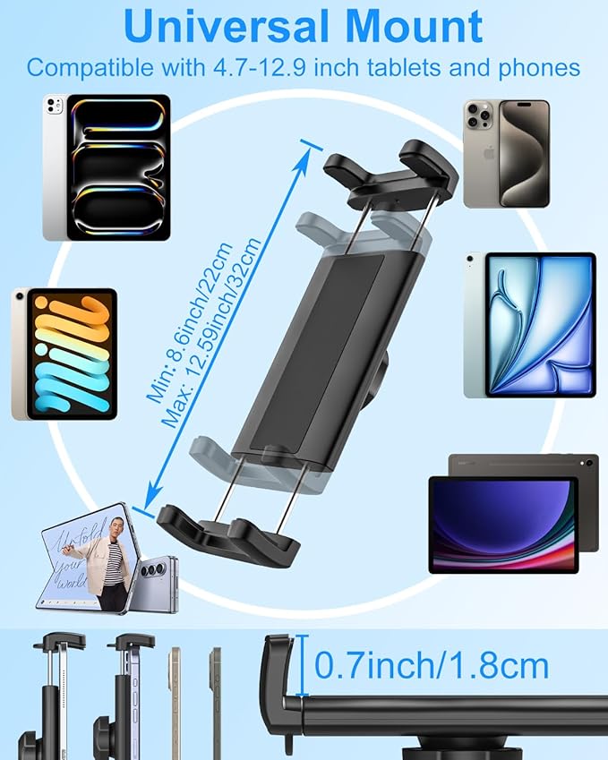 Tesla Back Seat Tablet Holder, Model 3/Y Headrest Tablet Mount with Metal Ball Head, Model Y Rear Seat iPad Mount, Compatible iPad Pro 12.9, Air, Mini, Galaxy Z Fold, Fire HD, 4-13" Tablets