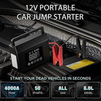 Hieha 4000A Portable Jump Starter with Air Compressor, 12V Car Battery Power (All Gas 8L Diesel) with 150PSI Tire Inflator