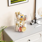 Yieach Clear 360 Rotating Bathroom Counter Organizer,2 Tier Spinning Perfume Organizer and Makeup Tower for Lotion,Hair,Face 