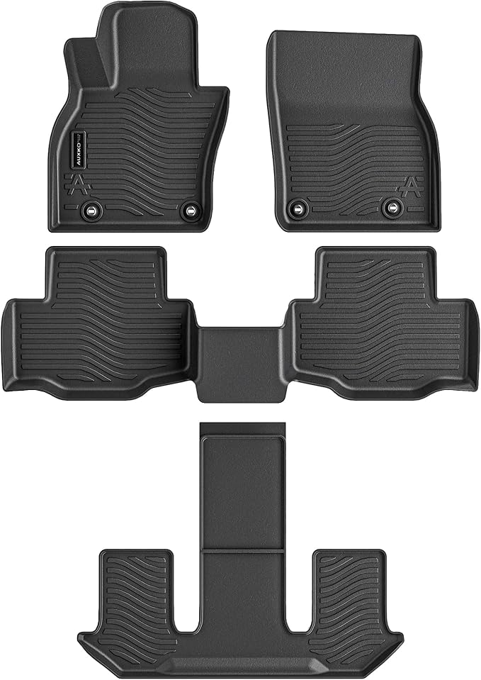 Auxko All Weather Floor Mats Fits for Mazda CX-90(Include PHEV) 2026 2025 2024 6&7 seat 3 Rows TPE Rubber Liners Accessoires for Mazda CX90 All Season Guard Odorless Anti-Slip Mats