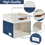 Bagnizer Storage Cubes, 4 Pack Linen Foldable Storage Bins (13 x 13 inch) with Clear Window and Handles, Fabric Organizer for