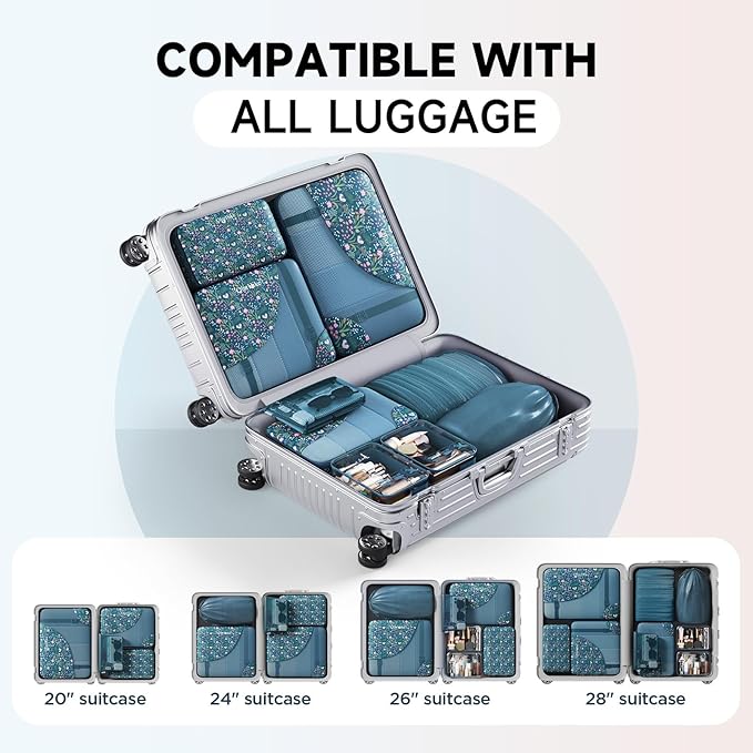 11 Set Packing Cubes for Travel,Gifts for Women Mom Kids,TSA Approved Bags for Makeup,Cosmetic,Toiletry, Suitcase Organizers 
