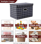 STOREONE Fabric Storage Cube Bins Foldable Organizer Container Collapsible Basket with Lids and Metal Handles, for Home, Bedr