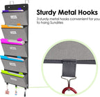 homyfort Over the Door File Organizer, Wall Hanging File Folders with 5 Large Pocket for Mails, Magazines, Back to School Sup