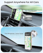 Magnetic Suction Cup Phone Mount for Magsafe, 360° Adjustable Magnetic Car Phone Holder, Pocket Size Foldable Car Mount, Phone Holders for Your Car for iPhone 17 16 15 14 13 12 Series,White