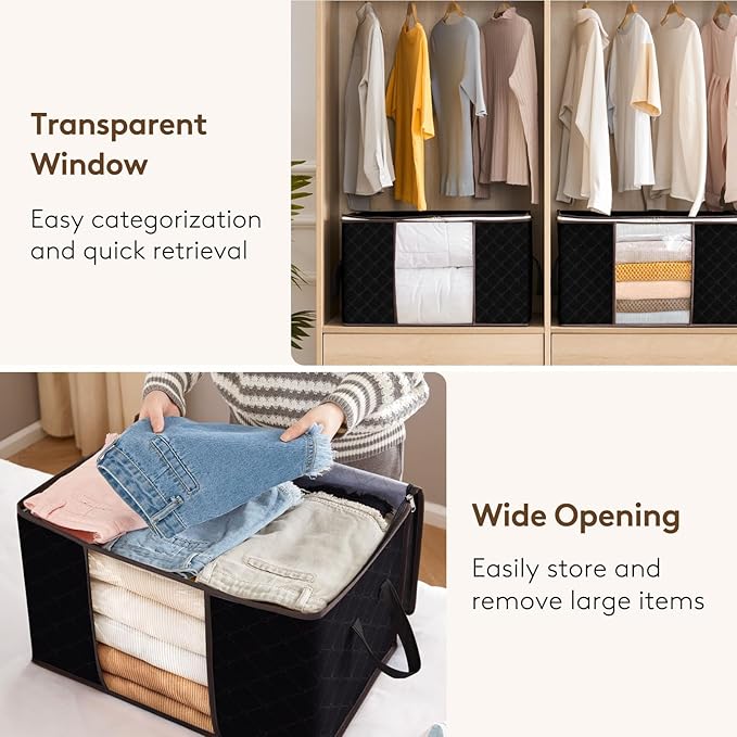 Lifewit Clothes Storage Bags 8 Pack 60 L and 3 Pack 90 L, Foldable Storage and Organization, Storage Bins with Lids, Blanket 