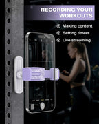 APPS2Car Gym Magnetic Phone Holder, 360 Adjustable, Compatible with 4.7-6.5" Smartphones, Alloy Base and Joint, Gym Accessories for Women, Purple