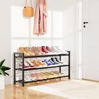 Expandable Shoe Rack for Closet Adjustable Metal Shoe Rack for Entryway 18.5"-33" Free Standing Shoe Organizer 12 Pairs with 