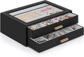 AKOZLIN Jewelry Box with Clear Lid Functional Leather Jewelry Storage Organizer Case 2 Drawers for Women Girls Necklace Ring 