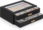 AKOZLIN Jewelry Box with Clear Lid Functional Leather Jewelry Storage Organizer Case 2 Drawers for Women Girls Necklace Ring 