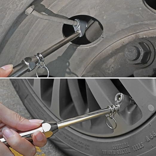 Heavy Duty Dual Foot Head Commercial Tire Pressure Gauge for Professional Tractor Trailer Drivers 10-160LBS Long Reach RV Tire Gauge, Dually and Car 2 Pack