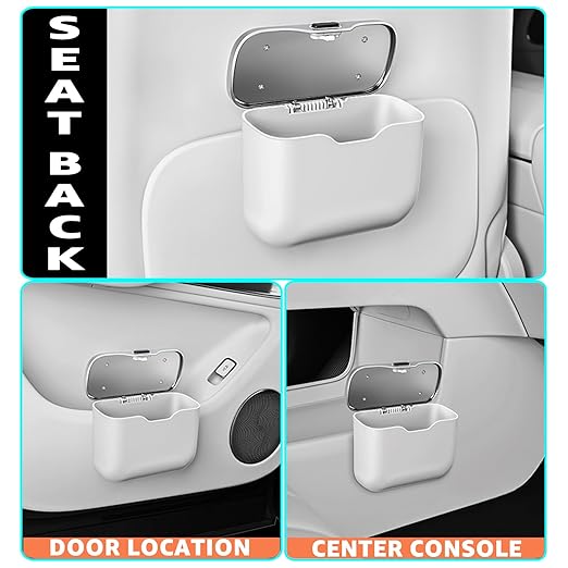 HOLDCY Car Trash Can, Waterproof Multi‑Functional Auto Trash Bin for Door/Console/Seat Back, Universal Vehicle Garbage Can for Car/Truck/SUV Drivers (White)