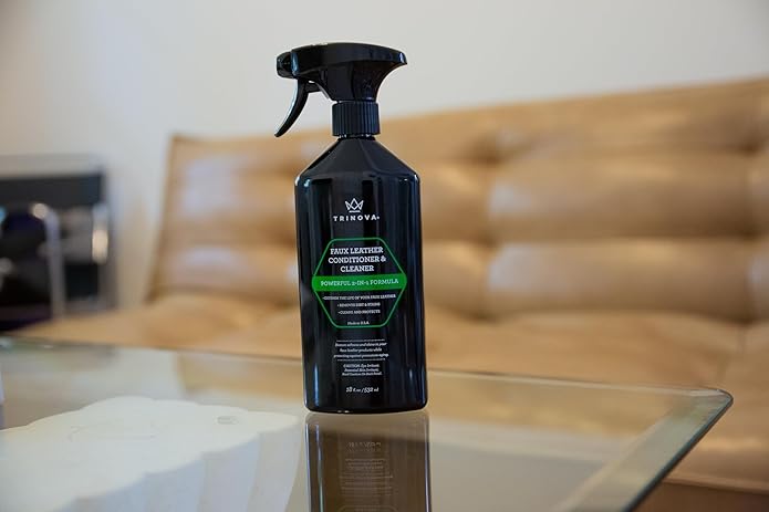 TriNova Faux Leather Cleaner & Conditioner - Keep Seats, Jackets, Handbags, Couches, Shoes, Boots & More Looking New- 18fl oz