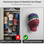 Heran Hat Racks for Baseball Caps 2-Pack, Wall Mounted Hat Organizer for Wall Door Closet, Metal Hat Rack Holder Up to 30 Cap