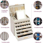BOOVO Jewelry Boxes for Women, White and Black 6 Layer Large Jewelry Box for Necklace, Bracelet, Earrings, Rings Storage, Jew