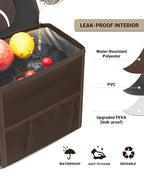 Capolo Car Trash Can with Lid, Leakproof Car Trash Bag Hanging Waterproof Automotive Garbage Can with Storage Pockets Mini Vehicle Trash Bin for Back/Front Seat(Brown,3 Gallon)