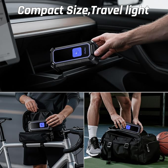 OlarHike Cordless Tire Inflator Portable Air Compressor, 150PSI Dual Power - 5400 mAh & 12V DC, Air Pump for Car Tires, Bike, Motorcycle, Bicycle, Electric Pump with LED Light & Digital Pressure Gauge