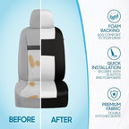 BDK PolyPro Car Seat Covers Full Set in White on Black, Front and Rear Split Bench Seat Covers for Cars, Easy to Install Car 
