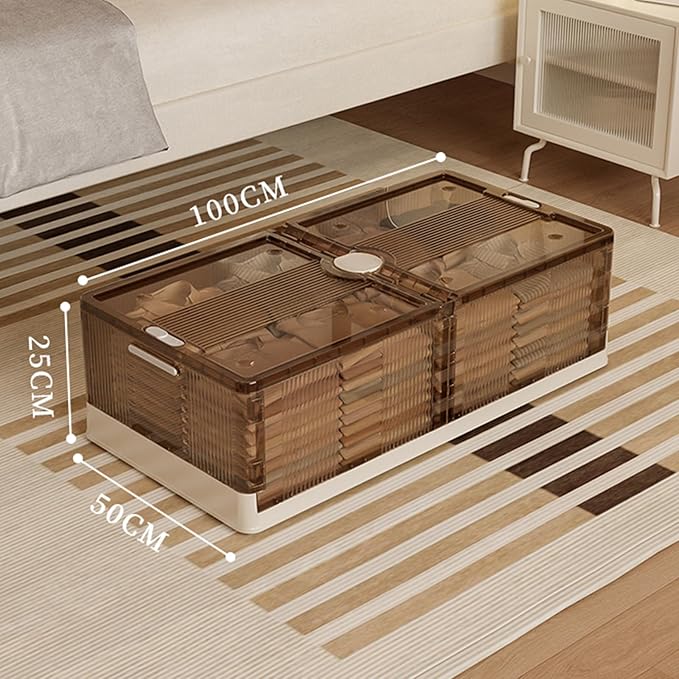 2Pack Under Bed Storage Containers, Stackable Rolling Storage Plastic Containers, Multi-Purpose Rolling Low Profile Bins with