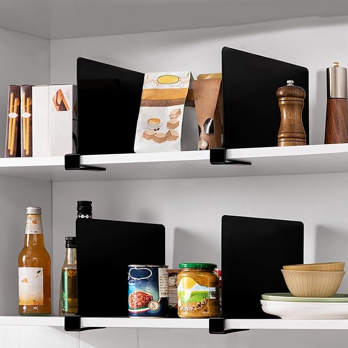 HBlife 6 Black Shelf Dividers, Vertical Purse Organizer for Closet Perfect for Sweater, Shirts, Handbags in Bedroom and Kitch