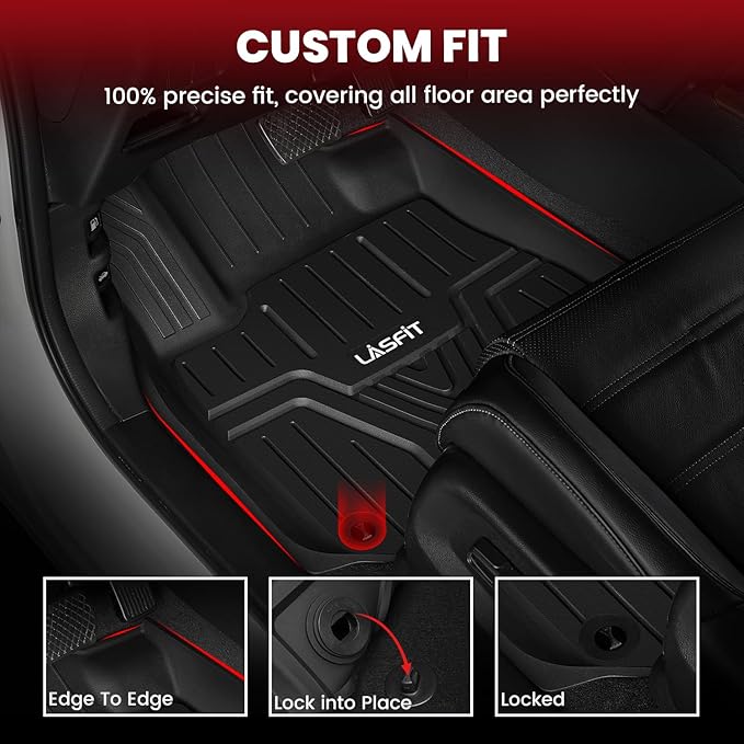 LASFIT Floor Mats & Trunk Mat for Honda CR-V 2017-2022 (NOT for Hybrid), All Weather Protection TPE Floor Liners 1st & 2nd Row & Cargo Mat Full Set, Black