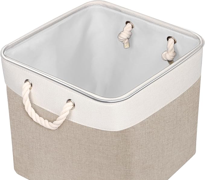 Univivi Fabric Storage Cubes 12 inch Cube Storage Bins with Rope Handles, Storage Baskets Cubes Organizer for Home Shelf Clos